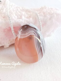 สร้อยคอเงินจี้หินบอตสวานาอาเกต