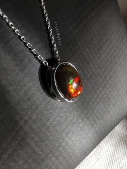 สร้อยคอเงินจี้พลอยแบล็กโอปอล Black Opal