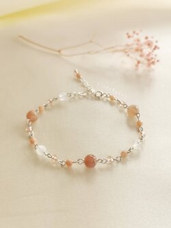 สร้อยข้อมือเงินหินมูนสโตน,พีชมูนสโตน,พิ้งโอปอล