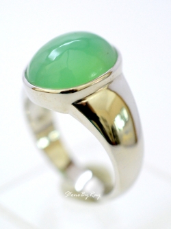 แหวนเงินแท้หินคริสโซเพรส Chrysoprase