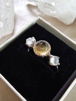 แหวนเงินหินซิทรินกับมูนสโตน Citrine+Moonstone