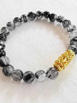 สร้อยข้อมือหินไหมดำ+ปี่เซียะ