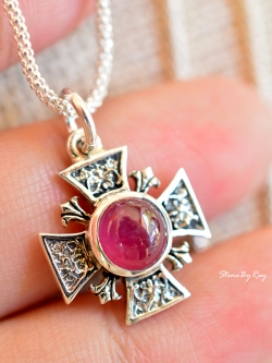 สร้อยคอเงินจี้พลอยทับทิม