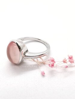 แหวนเงินหินโรสควอตซ์ Rose Quartz