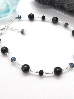 สร้อยข้อมือเงินหินไฮเพอร์สทีน (Hypersthene)