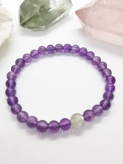 สร้อยข้อมือหินอเมทิสต์กับลาบราโดไลท์ Amethyst+Labradorite