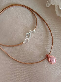 สร้อยคอเชือกถักจี้หินโรโดโครไซต์ Rhodochrosite