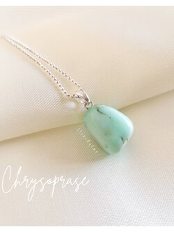 สร้อยคอเงินจี้หินคริสโซเพรส Chrysoprase