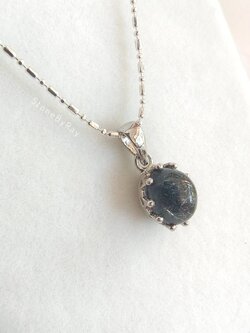 สร้อยคอเงินจี้หินไหมดำ Black Tourmaline Quartz