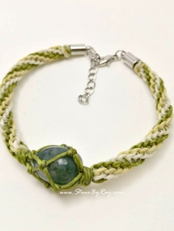 สร้อยข้อมือเชือกถักกับหินมอสอาเกต (Moss Agate)