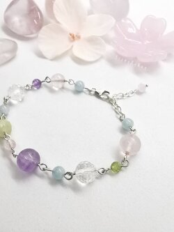 สร้อยข้อมือเงินหินรวม5ชนิด