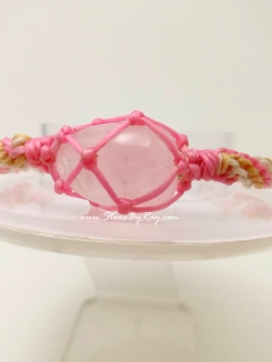 สร้อยข้อมือเชือกถักหินโรสควอตซ์ (Rose Quartz)