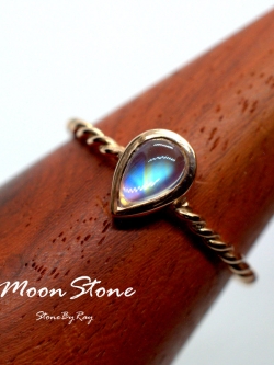 แหวนเงินชุบพิ้งโกลด์หินมูนสโตน