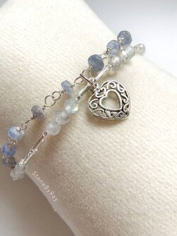 สร้อยข้อมือเงินพลอยไพลินกับลาบราโดไลท์