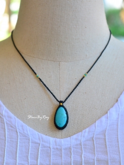 สร้อยคอเชือกถักจี้หินเทอร์ควอยส์