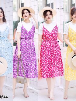 kudapy แม็กซี่เดรส 2 ชิ้น ใส่ไปทะเล เสื้อคอกลม แขนสั้น ผ้ายืดเกาหลี เนื้อหนาเด้ง นิ่ม ใส่คู่เดรสสายเดี่ยว