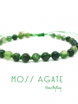 สร้อยข้อมือเชือกถักกับหินมอสอาเกต (Moss Agate)