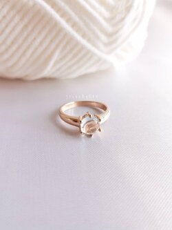 แหวนเงินชุบพิ้งโกลด์พลอยอความารีน Aquamarine