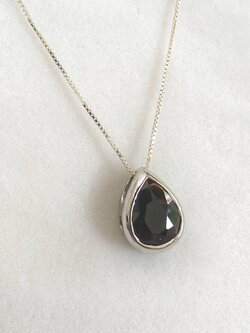 สร้อยคอเงินจี้หินสะเก็ดดาว Tektite