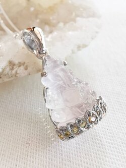 สร้อยคอเงินจี้พระพิฆเนศโรสควอตซ์