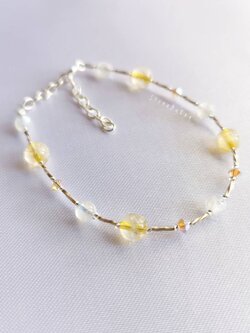 สร้อยข้อมือเงินหินซิทรินกับมูนสโตน Citrine+Moonstone