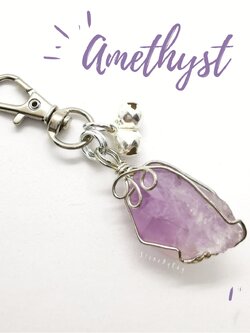 พวงกุญแจหินอเมทิสต์ผลึกธรรมชาติ Amethyst