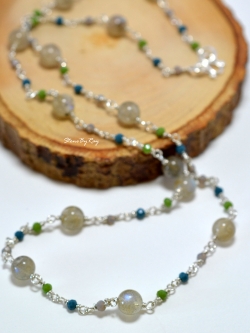 สร้อยคอเงินหินลาบราโดไลท์(Labradorite)