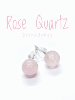 ต่างหูเงินหินโรสควอตซ์