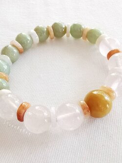 สร้อยข้อมือหยก+หินโรสควอตซ์