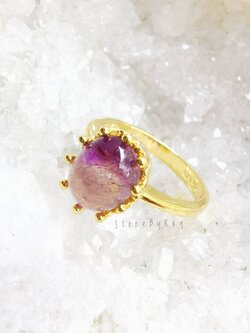 แหวนเงินชุบทองดีไซน์กับหินซุปเปอร์เซเว่น Super seven