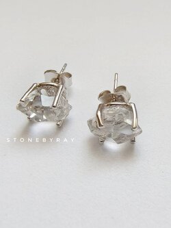 ต่างหูเงินหินเฮอร์คิเมอร์ไดม่อน Herkimer Diamond
