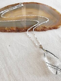 สร้อยคอเงินจี้หินไหมดำ Black Tourmaline Quartz