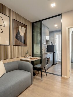 ให้เช่าคอนโด Modiz Rhyme Ramkhamhaeng (โมดิซ ไรห์ม รามคำแหง) High Rise โซนพื้นที่ รามคำแหง ห้องแบบ 1ห้องนอน 1ห้องน้ำ โซนครัวปิด ขนาดห้อง 26 ตรม. ชั้น 18