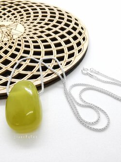 สร้อยคอเงินจี้หินเซอร์เพนไทน์(หรือเลม่อนเจด)