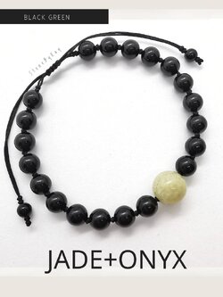 สร้อยข้อมือเชือกถักหินหยกกับออนิค Jade+Onyx