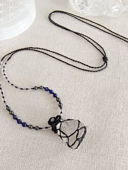 สร้อยคอจี้เชือกถักหินคริสตัลควอตซ์แกะสลักองค์พระพิฆเนศ