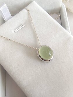 สร้อยคอเงินจี้หินพรีไนท์ Prehnite