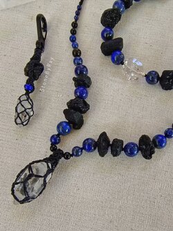 ชุดสร้อยคอหินสะเก็ดดาว+เฮอร์คิเมอร์+ลาพิสลาซูลี Tektite+Herkimer Diamond+LapisLazuli