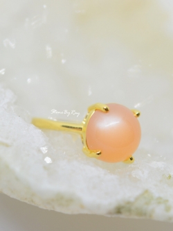 แหวนเงินแท้ชุบทองหินพีชมูนสโตน