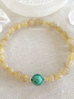 สร้อยข้อมือหินมาลาไคต์กับไหมทอง Malachite