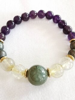 สร้อยข้อมือหินไหมทอง,อเมทิสต์,หยก,ไพไรต์