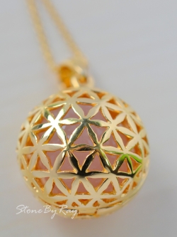 จี้ล็อกเก็ตเงินFlower of lifeชุบทอง(จี้เปิดได้)