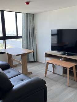 ให้เช่าคอนโด Ideo Charan 70 - Riverview (ไอดีโอ จรัญฯ 70 - ริเวอร์วิว) - ห้องใหม่2ชั้นแบบ1ห้องนอนมีห้องทำงานหรือไว้นั่งเล่น - การเดินทาง: ใกล้MRTบางพลัด เพียง 200 ม - Duplex 1ห้องนอน 1 ห้องนั่งเล่น 1ห้องน้ำ