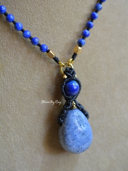 สร้อยคอมงคล108จี้หินปะการังสีน้ำเงิน(Blue Coral)