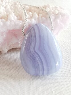 สร้อยคอเงินจี้หินบลูเลซอาเกต