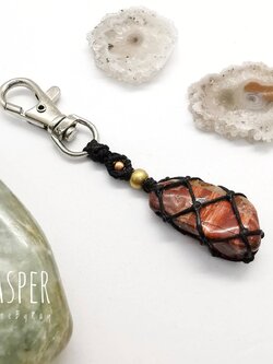 พวงกุญแจหินแจสเปอร์แดงขัดเงา Jasper