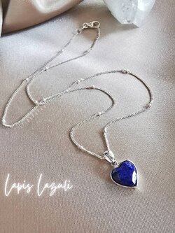 สร้อยคอเงินจี้หินลาพิสลาซูลีทรงหัวใจ Lapis Lazuli