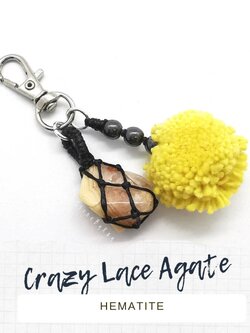 พวงกุญแจหินเครซี่เลสอาเกตกับเฮมาไทต์ (Crazy Lace Agate+Hematite)