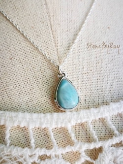 สร้อยคอเงินจี้หินลาริมาร์