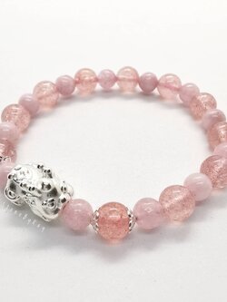 สร้อยข้อมือหินคุนไซต์กับสตอเบอร์รี่ควอตซ์ Kunzite+Strawberry Quartz